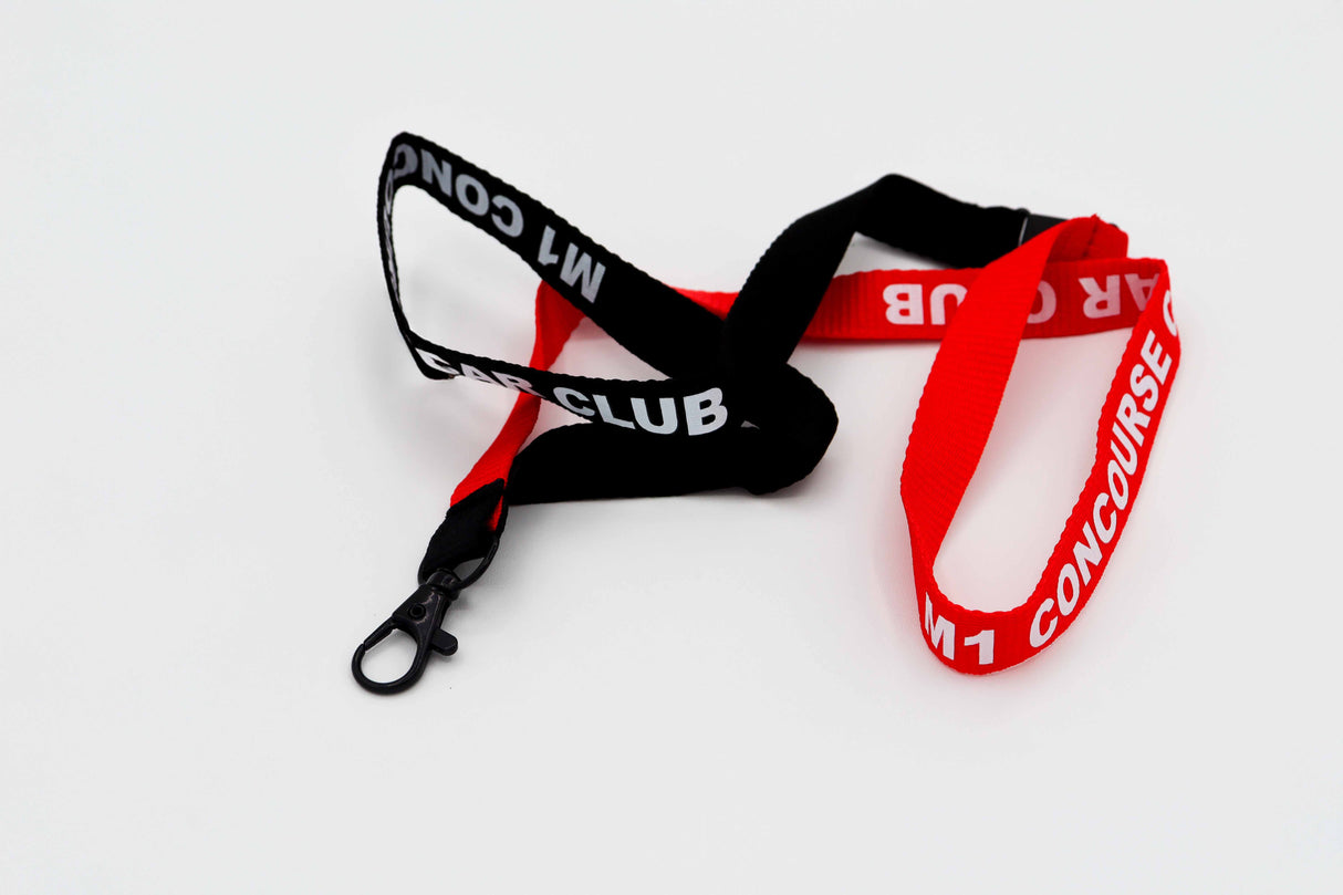 M1CCC Two-Tone Lanyard – Black & Red with Club-First Design