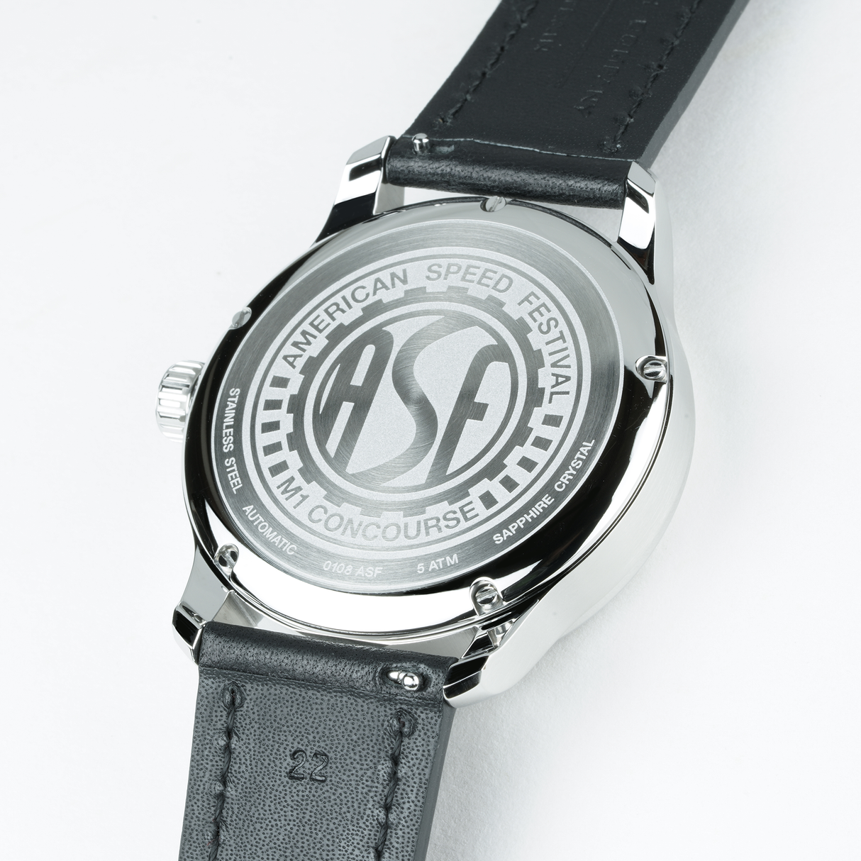 Timepiece - ASF Watch White Face with Black Leather Strap and White Stitching (Style #4)