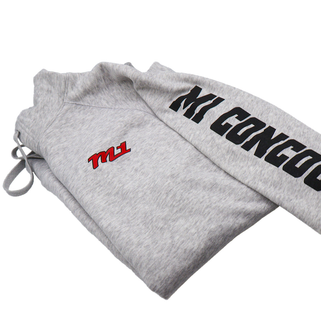M1 Concourse Gray Hoodie – Red Logo + Sleeve Print