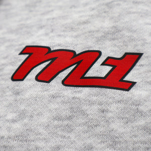 M1 Concourse Gray Hoodie – Red Logo + Sleeve Print