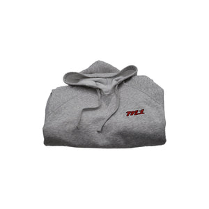 M1 Concourse Gray Hoodie – Red Logo + Sleeve Print