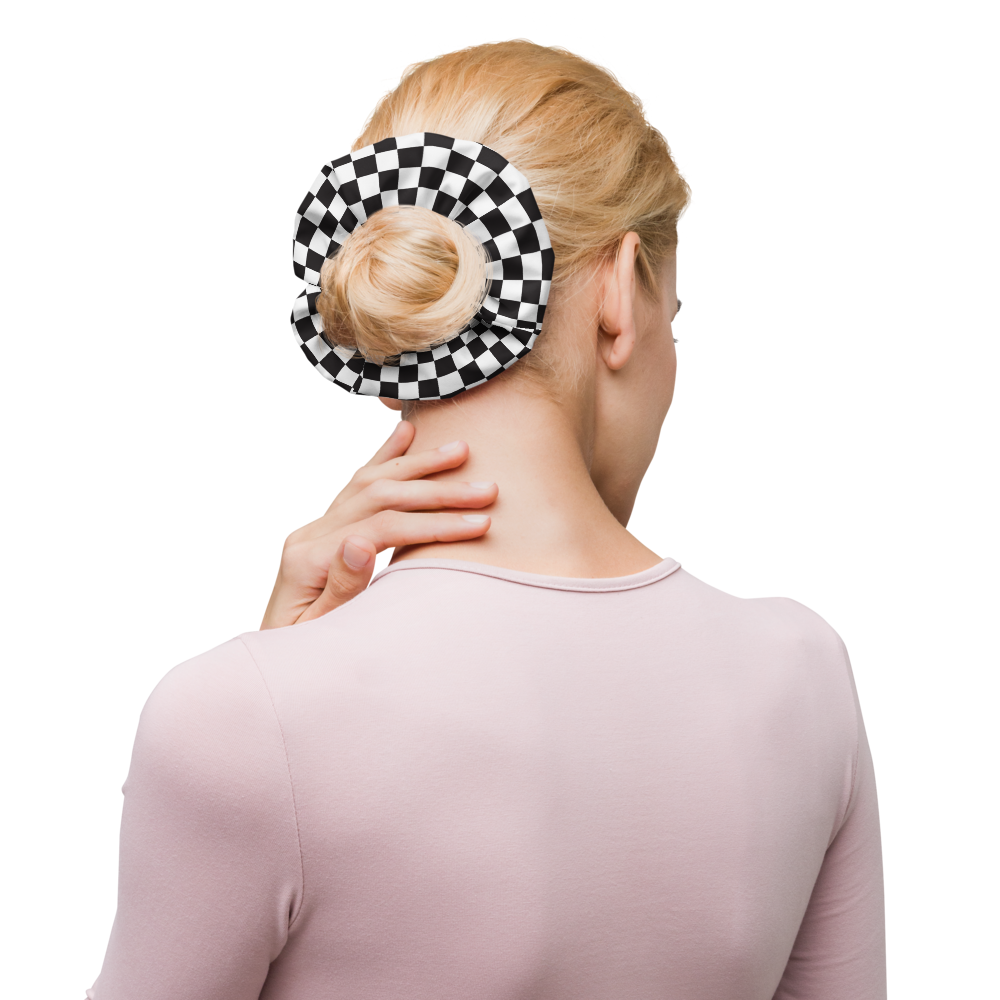 M1 Concourse Checkered Flag Scrunchie – Recycled, Stylish, Track-Ready