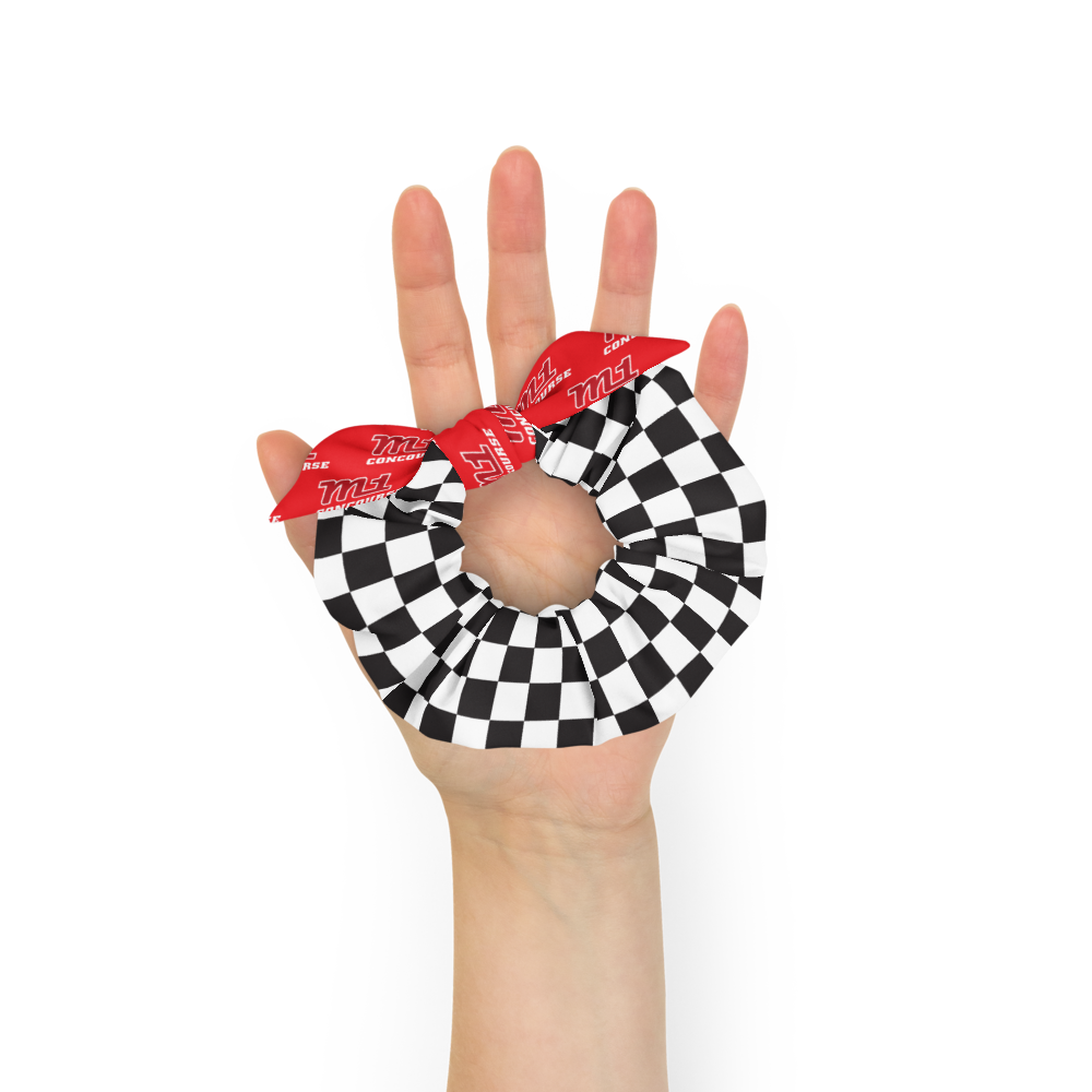 M1 Concourse Checkered Flag Scrunchie – Recycled, Stylish, Track-Ready