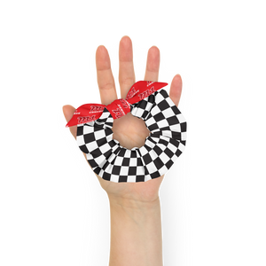 M1 Concourse Checkered Flag Scrunchie – Recycled, Stylish, Track-Ready