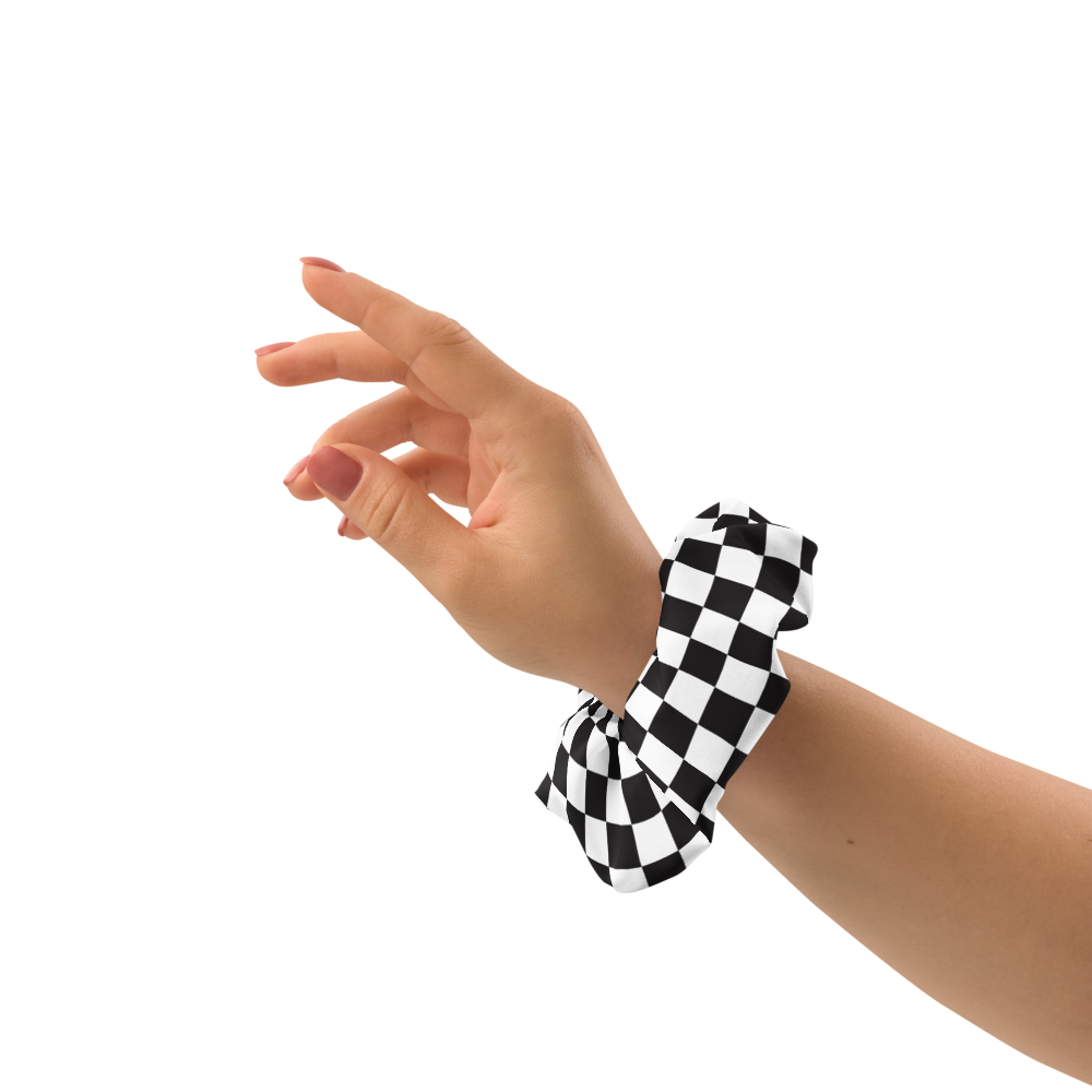 M1 Concourse Checkered Flag Scrunchie – Recycled, Stylish, Track-Ready