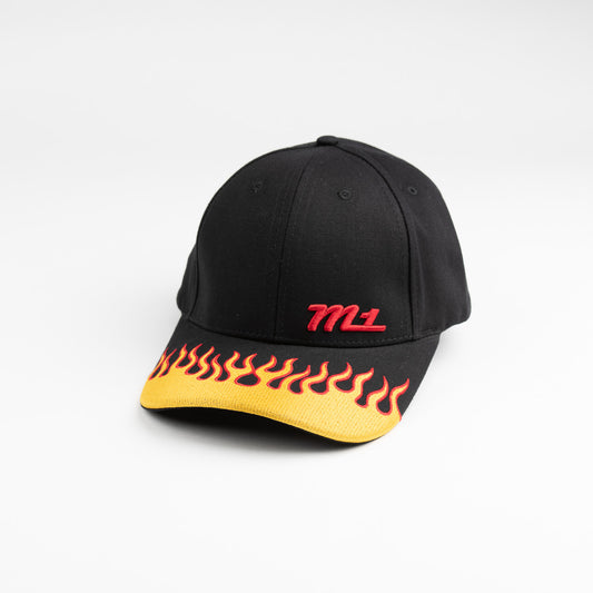 Flame Cap with M1 and Track Logo - Black